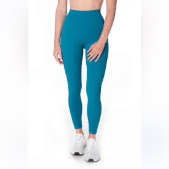 P’Tula Danielle Luxe Leggings Color Blue Turquoise Size M 26” - Picture 2 of 7